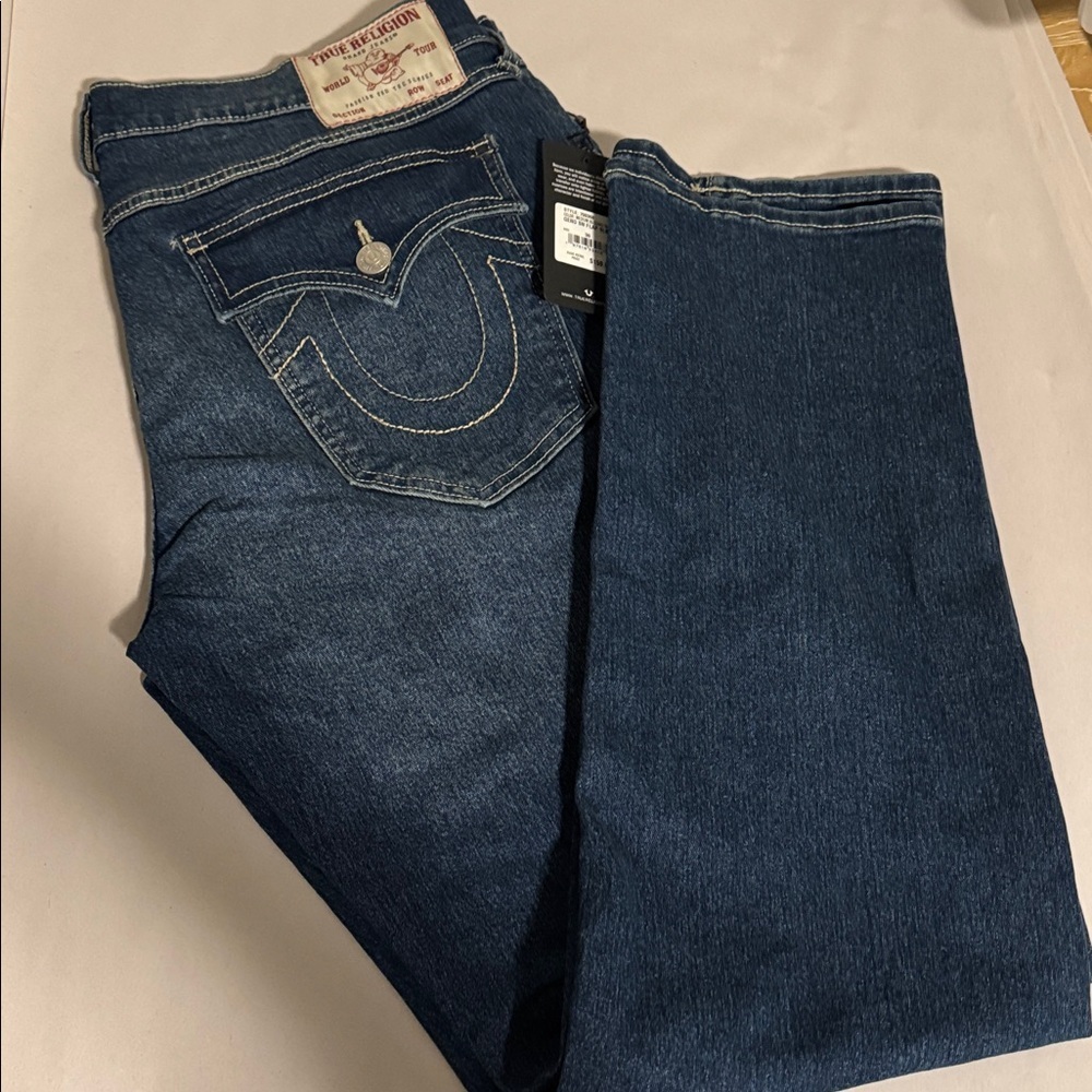 NWT True Religion 36/32 Geno Relaxed Slim denim Jeans Med Wash casual western